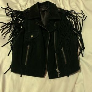 Bebe real suede fringe vest